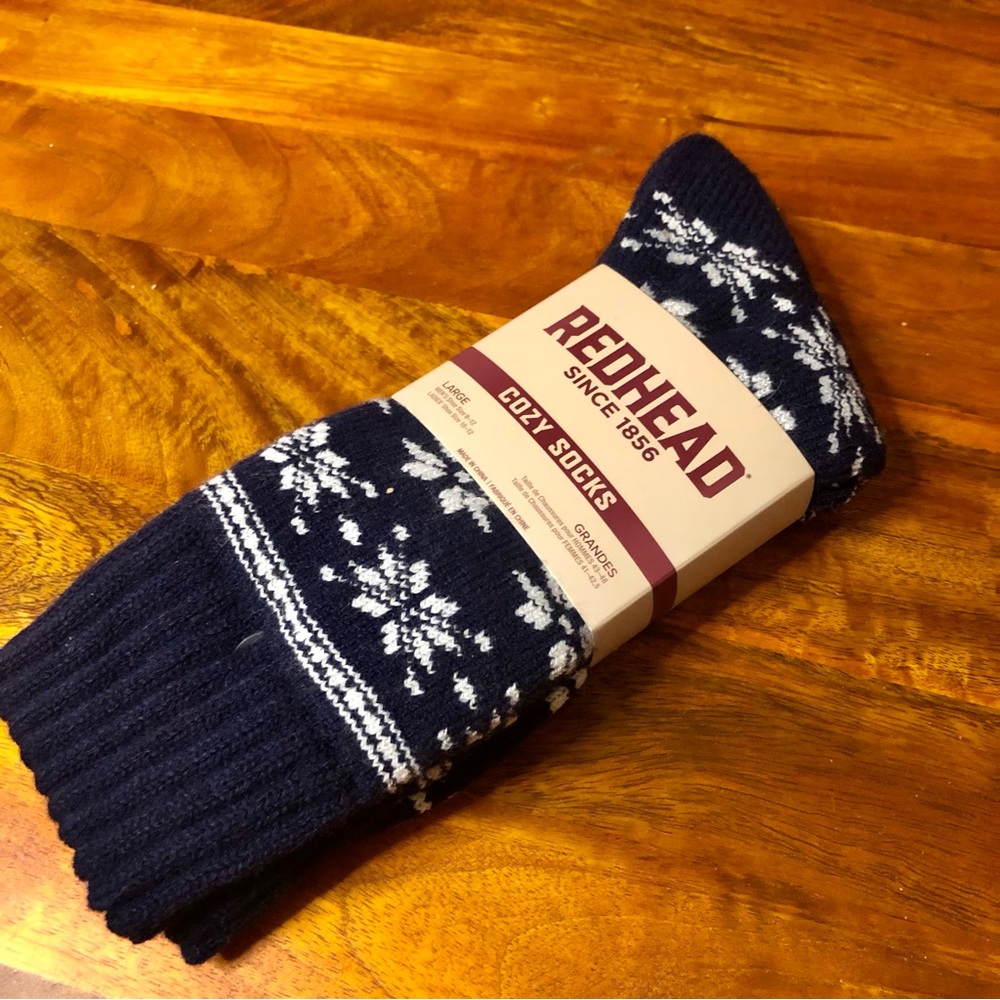 RedHead Fair Isle Black & White Thick Socks (Size L)